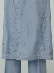 XSL-199- 3 Piece Chambray Suit- Embroidered (Pret)