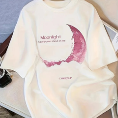 S-02 Moonlight Graphic Printed Oversized T-Shirt – White