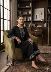 HFS-02 Minimalist Elegance Black Lawn Suit