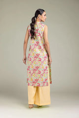 KHD-PLZ-YLW-001-Khaadi Solid Dyed Wide Leg Palazzo Pants – Light Yellow