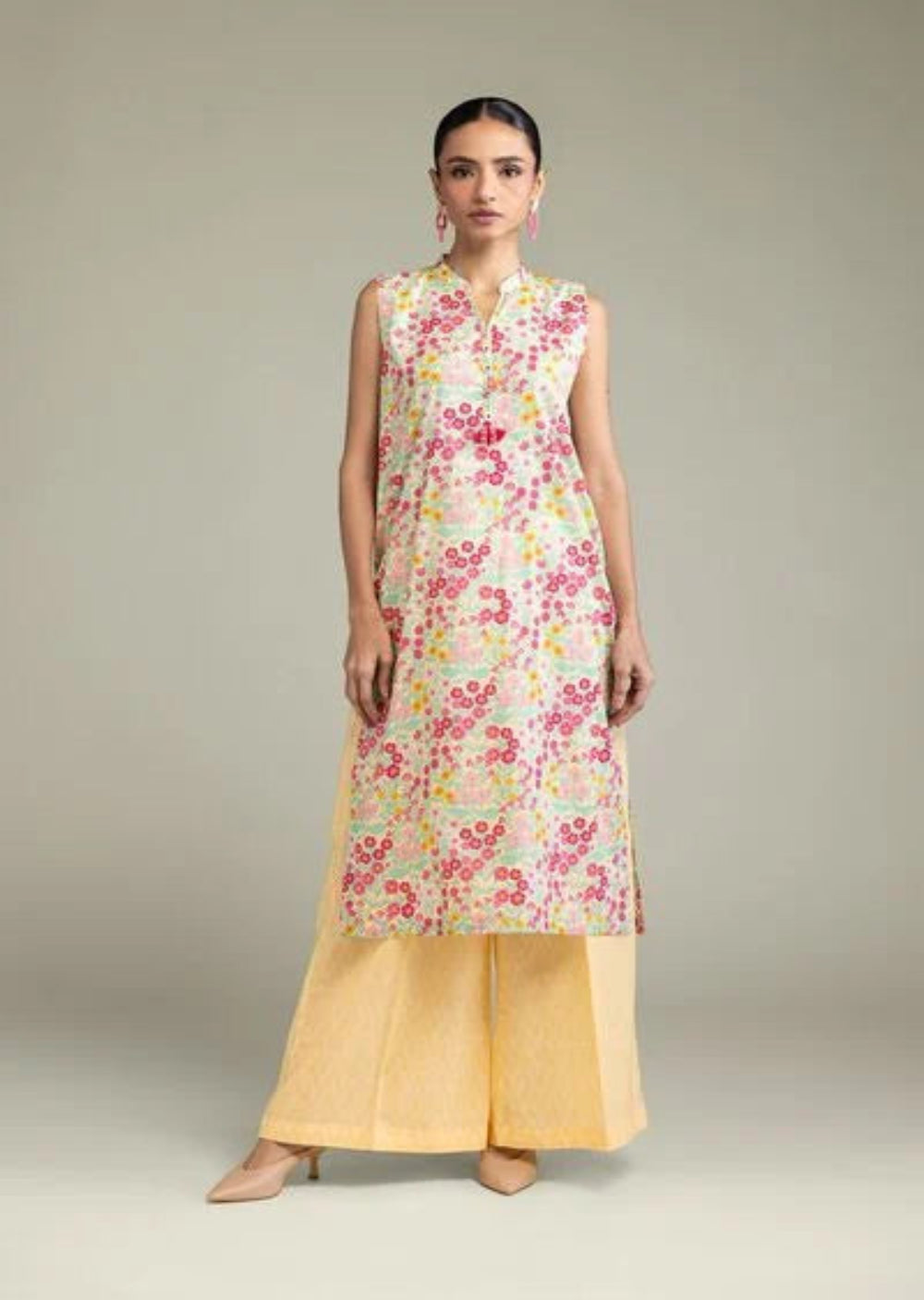 KHD-PLZ-YLW-001-Khaadi Solid Dyed Wide Leg Palazzo Pants – Light Yellow