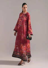 Maroon Floral Printed Maxi Dress – Pakistani Casual Luxury Wear
