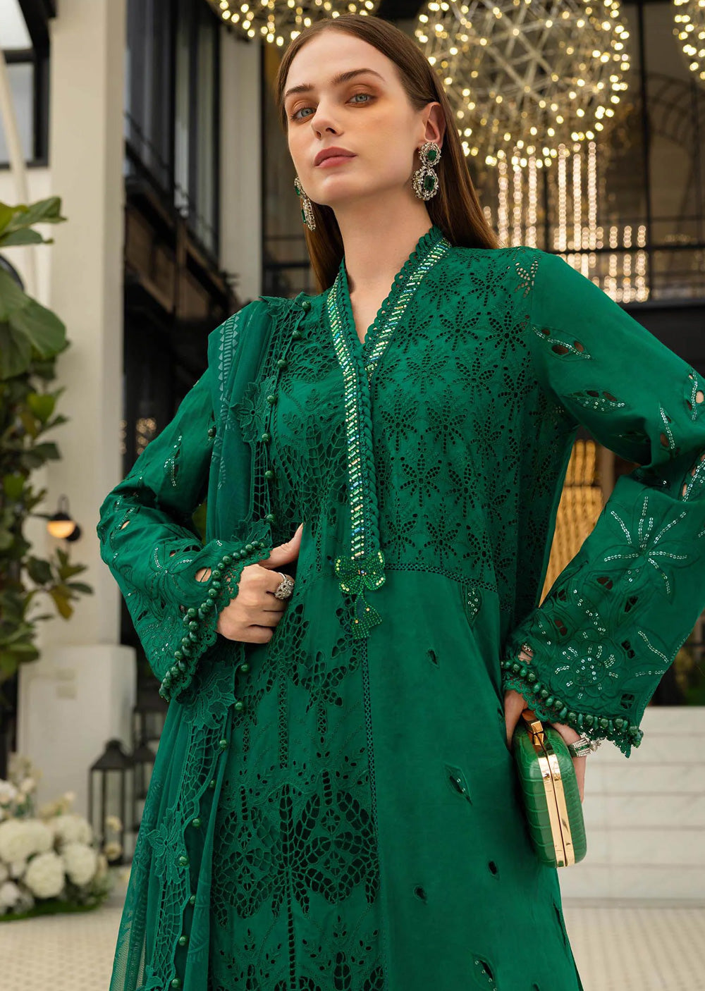 Maria db 4 – Emerald Green Embroidered 3-Piece Suit