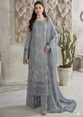 AARZU 5 – Ice Grey Embroidered 3-Piece Suit