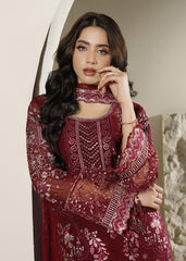 AARZU 9 – Maroon Embroidered 3-Piece Suit