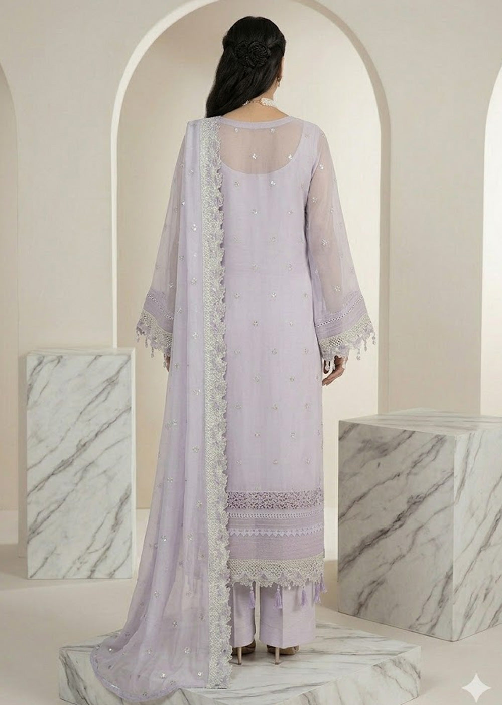 AARZU 6 – Lavender Embroidered 3-Piece Suit