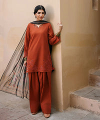 Rust Orange Embroidered 3 Piece Suit – Pakistani Eastern Wear