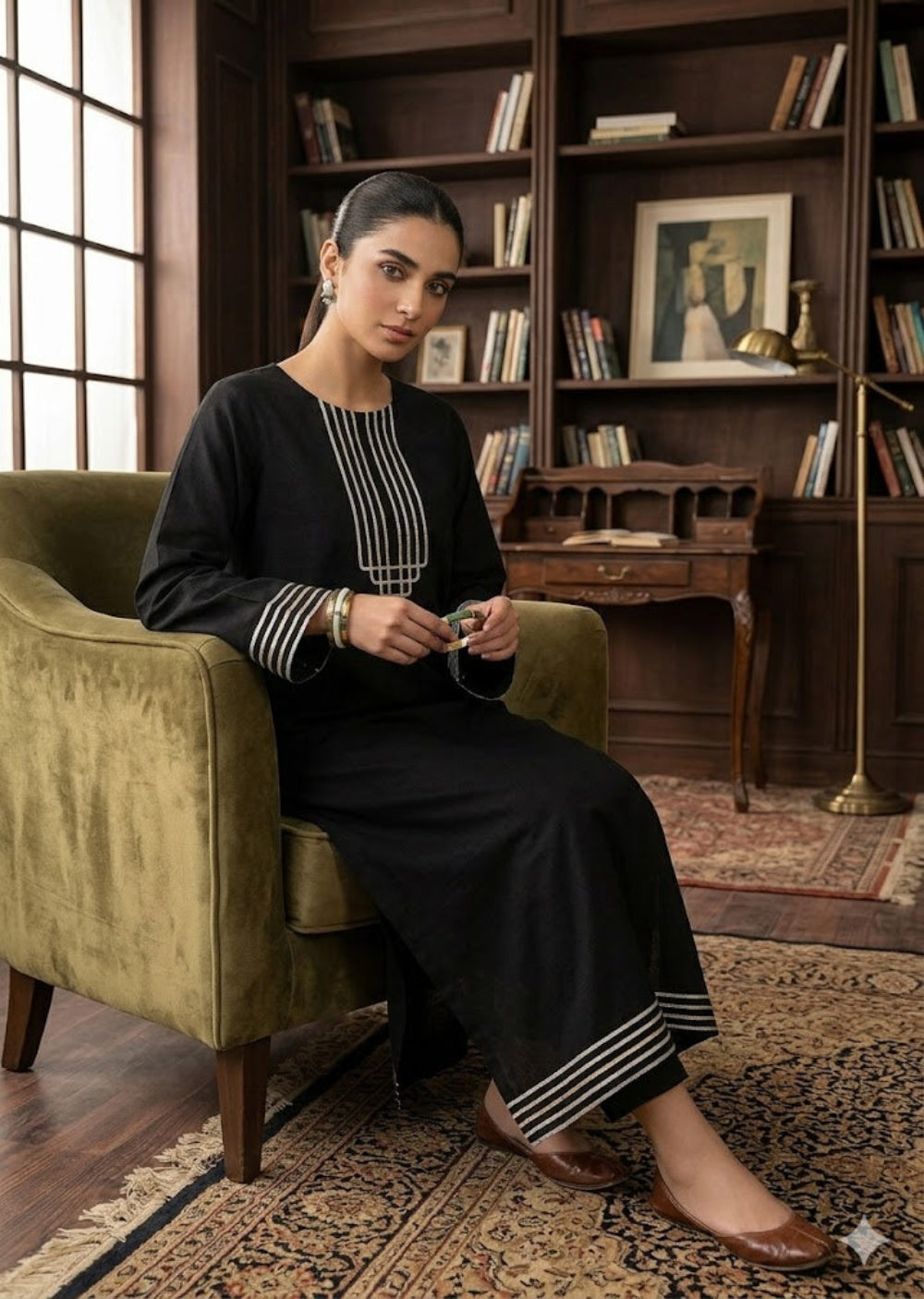 HFS-02 Minimalist Elegance Black Lawn Suit