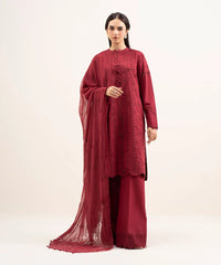 Maroon Embroidered 3 Piece Suit – Pakistani Luxury Pret