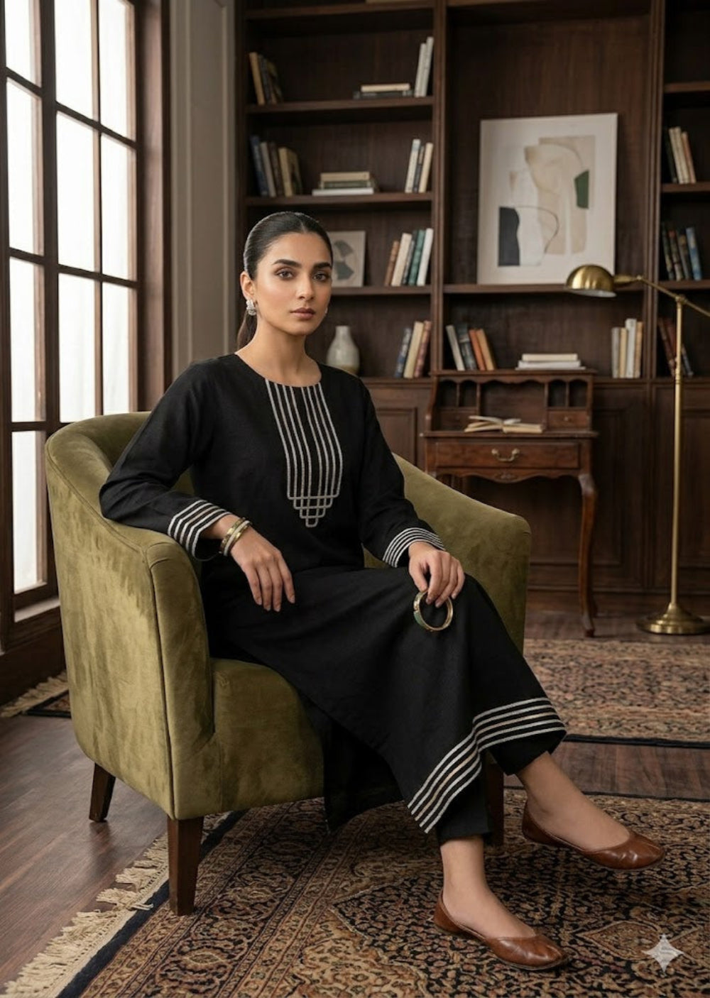 HFS-02 Minimalist Elegance Black Lawn Suit