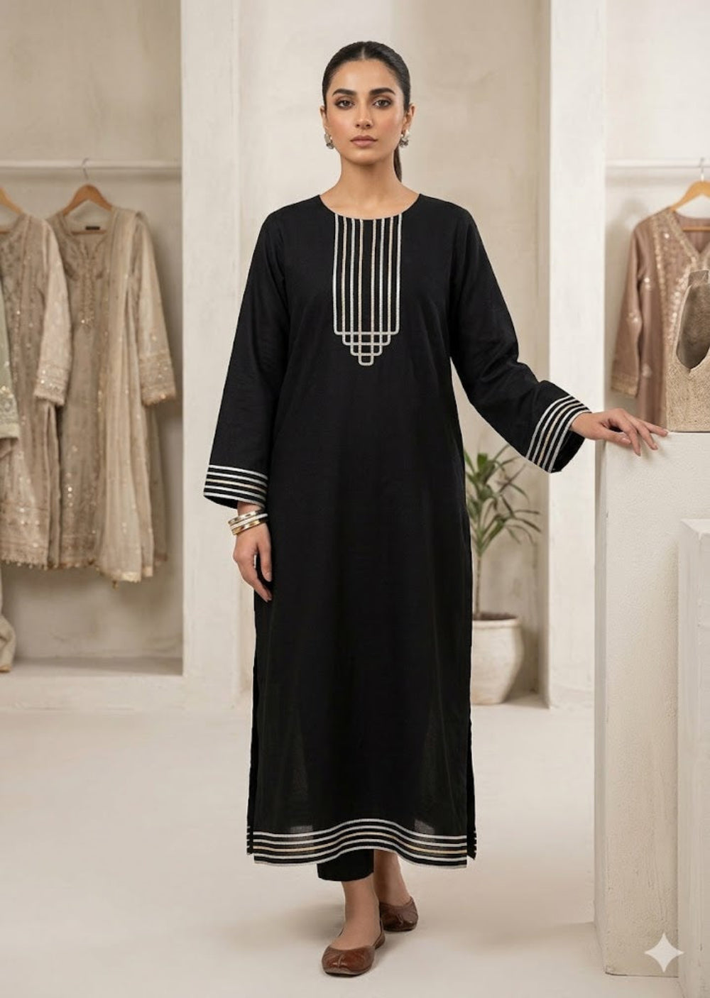 HFS-02 Minimalist Elegance Black Lawn Suit