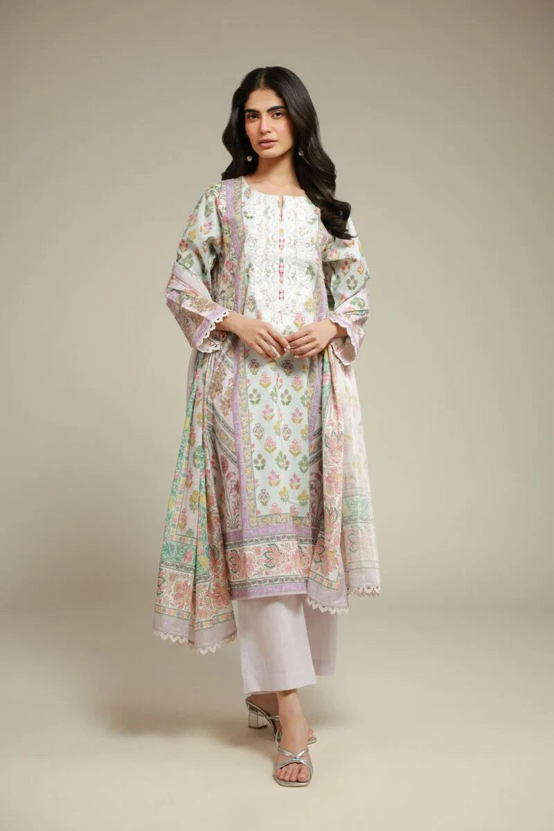 Khaadi Pastel Floral Printed Ready to Wear 3 Piece Suit