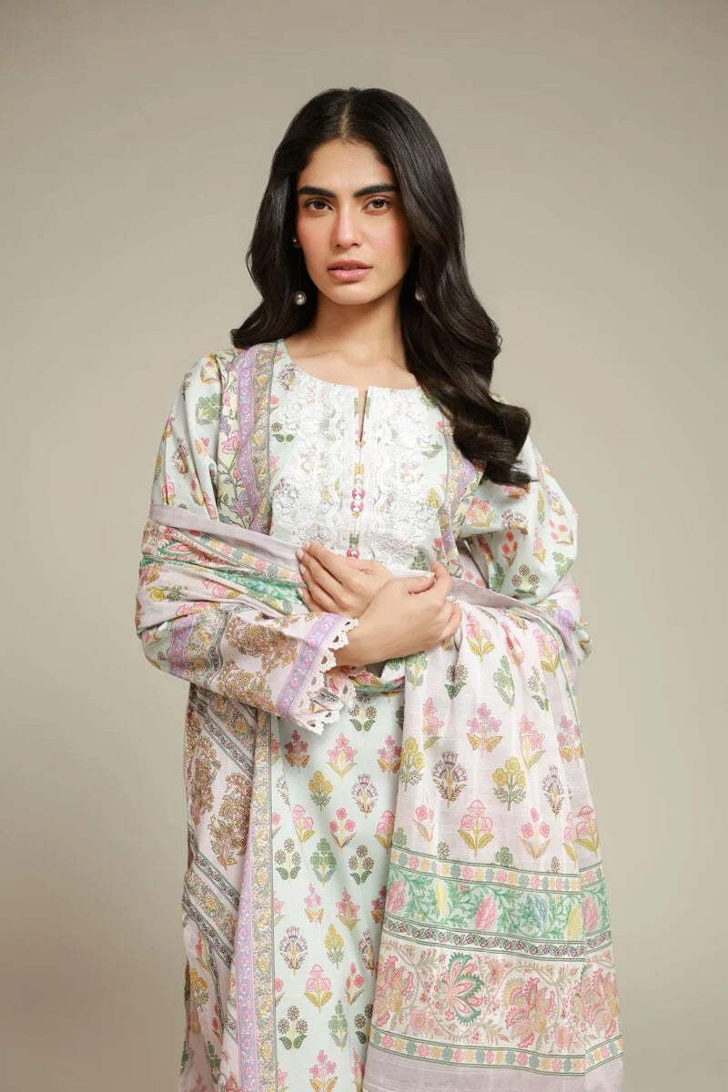 Khaadi Pastel Floral Printed Ready to Wear 3 Piece Suit