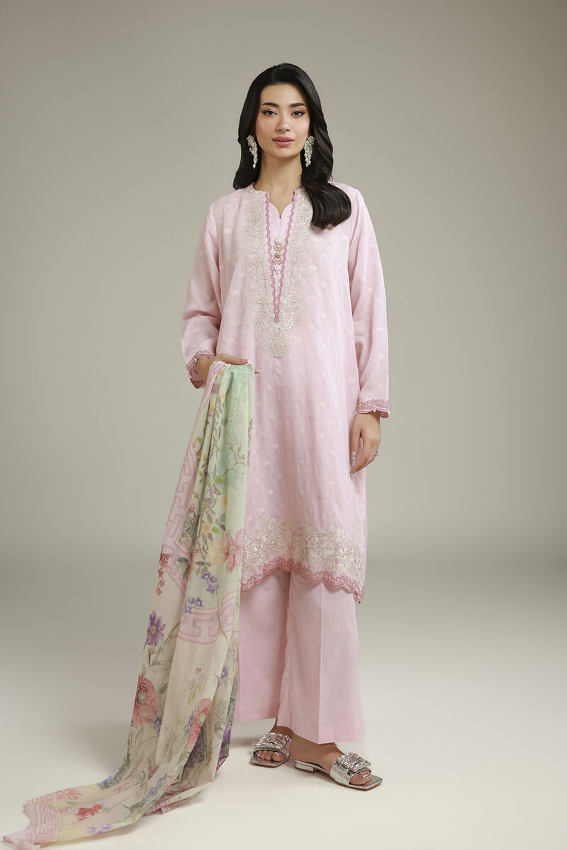 KHD-BLPNK-3PC-003 Khaadi Lilac Floral Printed Ready to Wear 3 Piece Suit
