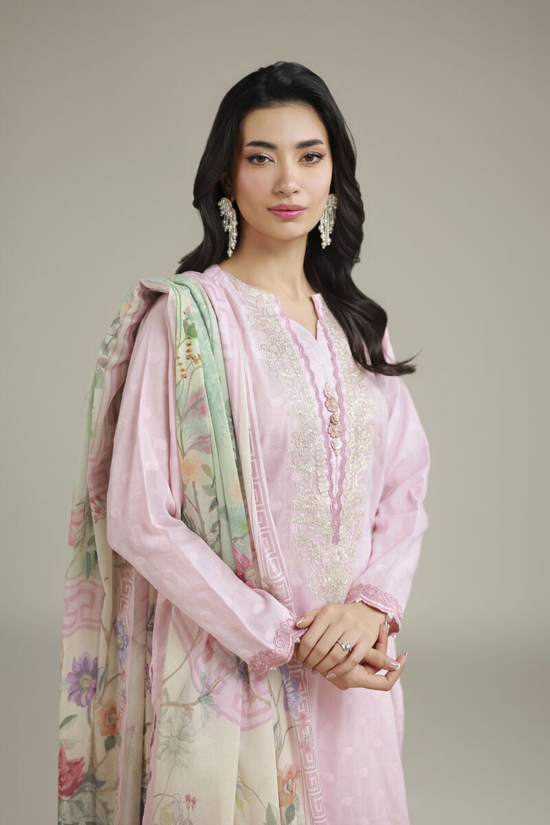 KHD-BLPNK-3PC-003 Khaadi Lilac Floral Printed Ready to Wear 3 Piece Suit